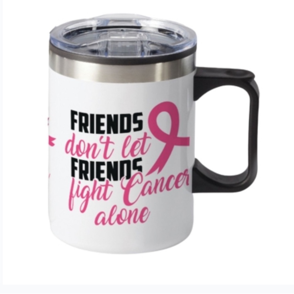 14 oz Stainless Steel Travel Mug - Friends Don't Let Friends Fight Cancer Alone